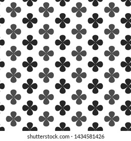 Seamless vector clover pattern. Repeat black and white elements background 10 eps. For design, fabric, textile, web, wrapping.