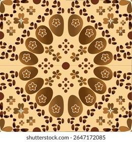 Seamless vector coffee bean pattern with brown circles, a perfect retro cafe illustration for vintage drink cup backdrops and decor