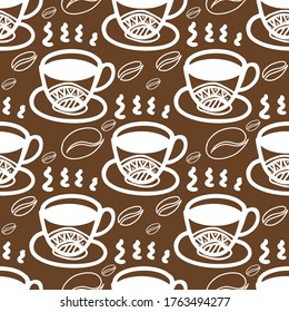 Seamless vector of coffee cup with tribal art design
