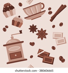 Seamless vector coffee pattern