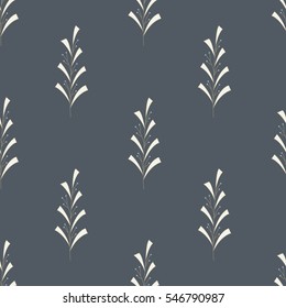 Seamless vector color background with stylish branch with leaves and small berries