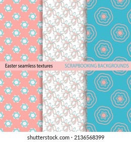 Seamless vector color background. The texture of simple doodle elements. Decorations for fabrics, children's textiles. For scrapbooking, packaging, gift products. Digital template. Easter background