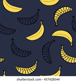 Seamless vector color illustration with waved bananas