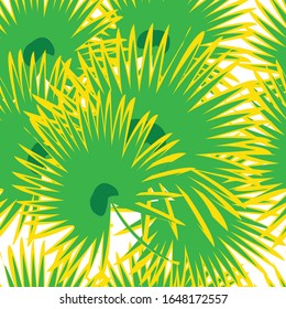 Seamless vector color pattern of leaves of tropical forest plants textile