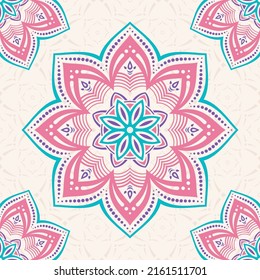 Seamless vector color pattern with mandala. Abstract oriental mandala background. Vintage decorative elements. Islam, Arabic, Indian, ottoman motifs. For textile, fabric and paper.