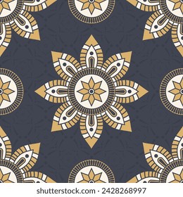 Seamless vector color pattern with mandala. Abstract oriental vector color mandala background. Vintage decorative elements. Islam, Arabic, Indian, ottoman motifs. For textile, fabric and paper.