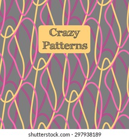 Seamless vector color pattern with pink, yellow, vinous distorted ellipse on gray background