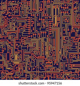 Seamless vector color texture - electronic circuit board