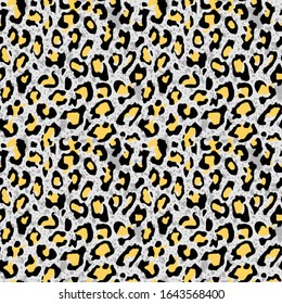 Seamless Vector. Colored feather textured leopard animal skin background. Repeatable ready template.