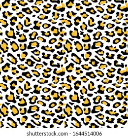 Vector sin problemas. Fondo de piel de animal leopardo texturado de plumas de color. Plantilla lista repetible.