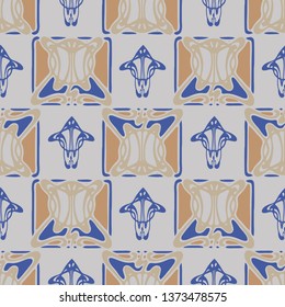 Seamless vector colored square pattern in Art Nouveau style