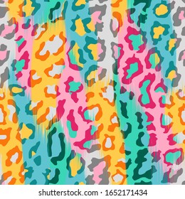 Seamless Vector. Colorful Abstract leopard animal skin background. All for surface designs. It can be infinitely repeated.