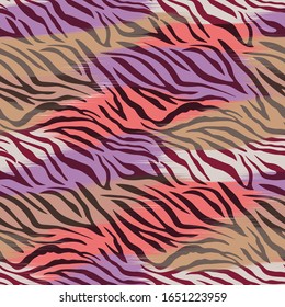 Seamless Vector. Colorful Abstract zebra animal skin with textured background. All for surface designs. It can be infinitely repeated.