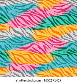 Seamless Vector. Colorful Abstract zebra animal skin background. All for surface designs. It can be infinitely repeated.