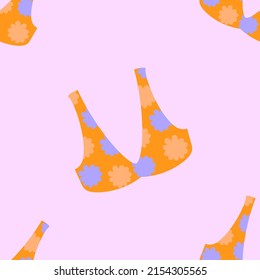 Bragas de verano coloridas y vectoriales impecables, un patrón de fondo para una invitación a una fiesta hippie con temática veraniega.
