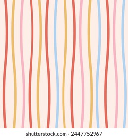 Seamless Vector Colorful Circus Pattern Wiggly Wavy Modern Simple Geometric Pattern Wallpaper Cute Girly Stripe Vertical