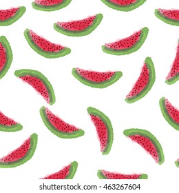 Seamless vector colorful fruit pattern with isolated watermelon for your design