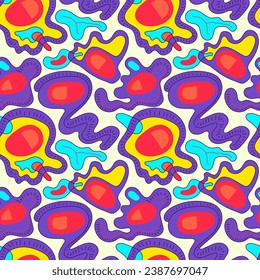 Seamless vector colorful hippy pattern. Unique arts