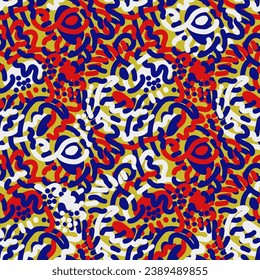 Seamless vector colorful hippy pattern with wave lines