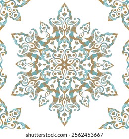 seamless vector colorful ornamental mandala pattern with white background. scarf with detail design motif. Decorative ornament for shawl, textile, carpet, fabric, tablecloth, kerchief, fashion design.