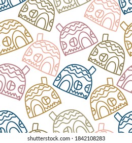 seamless vector colorful pattern design of silhouette of ancient igloo house. The design is perfect for decorations, stickers, badges, logos, coloring, textiles, bags