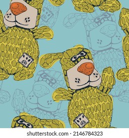 Seamless vector colorful pattern with repeat toy of bears