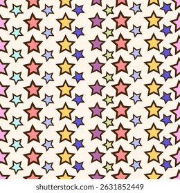 seamless vector colorful  star pattern cartoon doodle for child birthday texture 