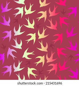 seamless vector with colorful swallow