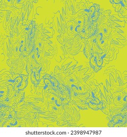 Seamless vector colorful urban pattern with wave lines