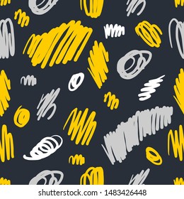Seamless vector colorfull pattern hand drawn scrawl sketch. Freehand vector scribble line drawing. Color seamless texture vector abstract scribbles, chaos doodles. Vector seamless pattern scribble.