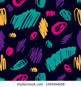 Seamless vector colorfull pattern hand drawn scrawl sketch. Freehand vector scribble line drawing. Color seamless texture vector abstract scribbles, chaos doodles. Vector seamless pattern scribble.