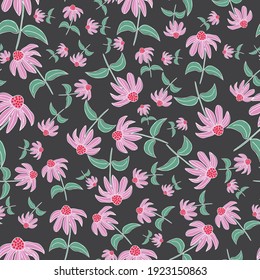Seamless vector coneflower pattern. Suitable for kids design, gift wrap, decoration, background pattern, scrapbooking and other design projects. 