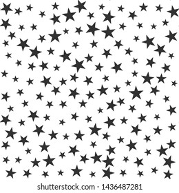Seamless vector cosmic pattern with chaotical star shape elements. Five angled stars background. Flat night sky wallpaper. For design, fabric, textile, cover.