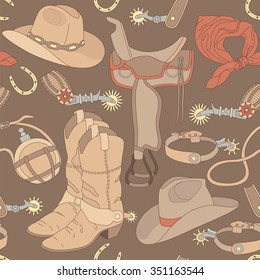 Seamless vector cowboy pattern can be used for graphic design, textile design or web design.