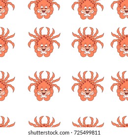 Seamless vector crab pattern. Baby cute background.