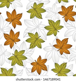 Seamless vector creative leaves pattern