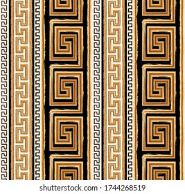 Seamless Vector. Creative traditional greek keyed pattern drawn with brush strokes. Designed for global fashion. For Textile and all surface templates. Repeatable ready template.