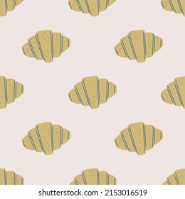 Seamless vector croissant pattern. Food repeat background for fabric, textile, wrapping, cover etc.	