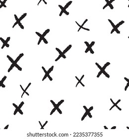 Seamless vector cross pattern. hand drawn cross on white background