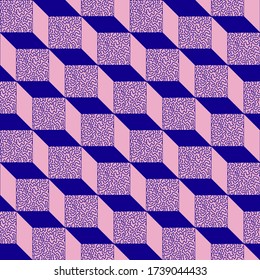 Seamless vector cube pattern with hand drawn texture
