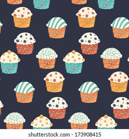 Seamless vector cupcake pattern (party design)
