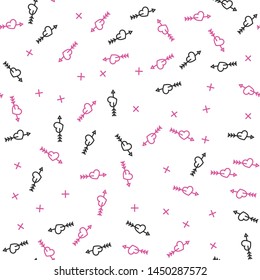 Seamless vector Cupid arrows pattern. Hearts with arrows 10 eps background. Romantic love valentine pattern for design, fabric, textile, web, cover.