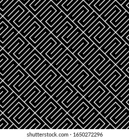 Seamless vector. Curves, crossed lines pattern. Linear backdrop. Folk ornament. Geometric wallpaper. Tribal motif. Ethnic mosaic. Grid background. Digital paper, textile print, web design.
