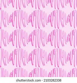 Seamless vector curves text pattern. Pink monochrome autumn text are repeating design on white background.Vector isolate flat design pattern for porcelain,fabric, clothes,wallpaper,tile,wrapping paper