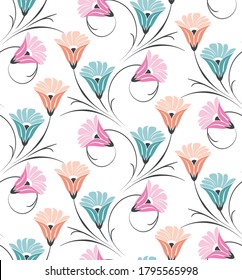 Impresionante vector lindo patrón floral sobre fondo blanco