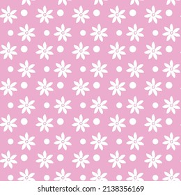 Seamless vector cute flower pattern.