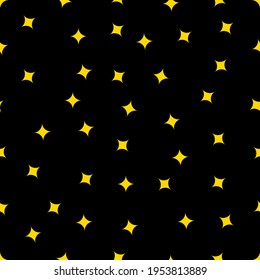 Seamless vector cute pattern with gold stars on a black background. 