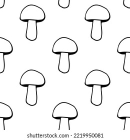 Seamless vector cute pattern Mushrooms vegan food
