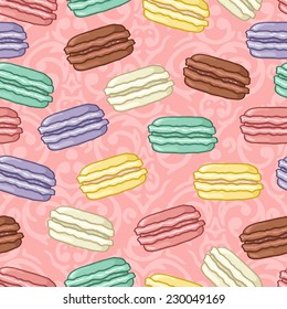 Seamless vector cute retro colored macarons pattern