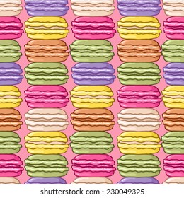 Seamless vector cute retro colored macarons pattern